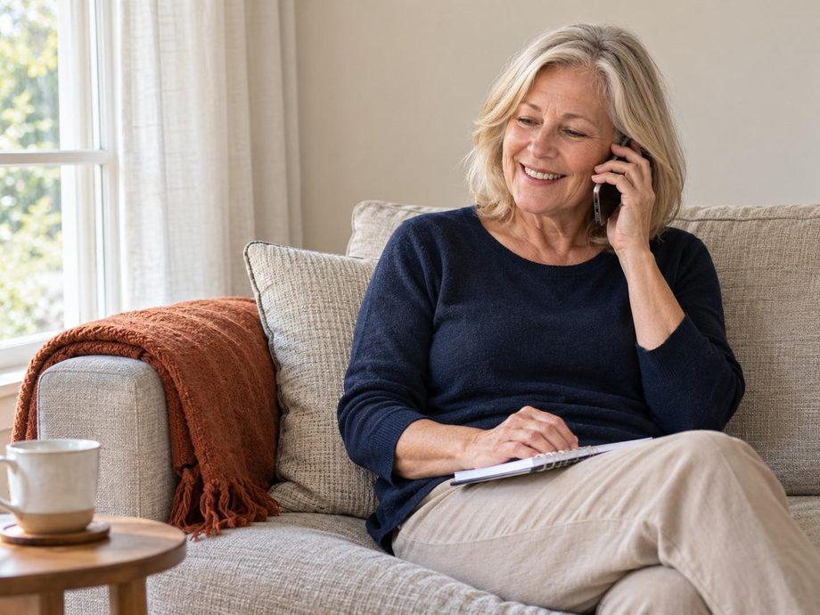 An NCD member during a phone consultation at home